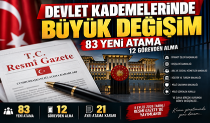 RESMİ GAZETE`DE YAYIMLANDI 83 YENİ ATAMA