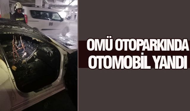 Samsun'da hastane otoparkında otomobil yandı