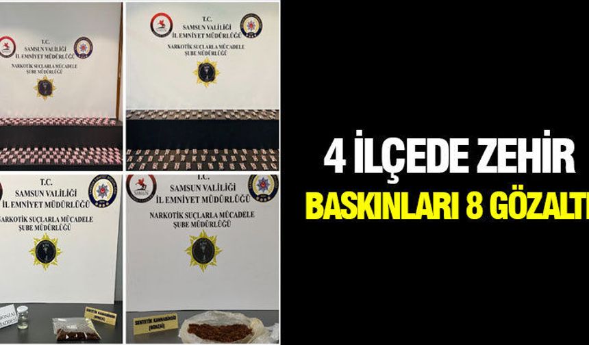 Samsun’da Uyuşturucu Operasyonu: 4 İlçede Baskın