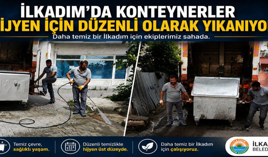 İlkadım’da Konteynerler Hijyen İçin Düzenli Olarak Yıkanıyor